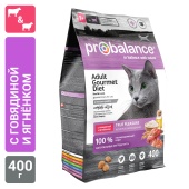 Сухой корм для кошек Probalance Рацион гурмана с говядиной и ягненком, 400г